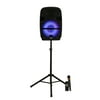 Acoustic Audio PRTY122 Battery Powered 12" Bluetooth Speaker with LED Display, Wireless Mic and Stand
