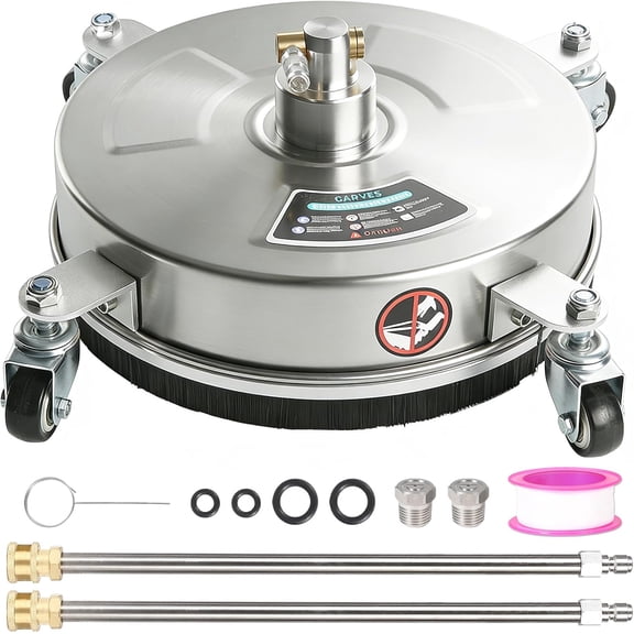 Towallmark 16.5" Pressure Washer Surface Cleaner Attachment, Heavy-Duty Stainless Steel with 4 Wheels, Compatible 3-4K PSI for Driveway, Patio, Deck, Sidewalk Cleaning