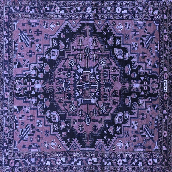 Ahgly Company Machine Washable Indoor Square Persian Blue Traditional Area Rugs, 8' Square