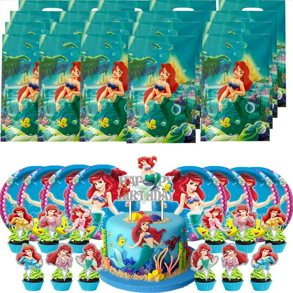 Mermaid Gift Bags Goodie Bag Plates Cup Candy Treat Birthday Party Supplies Decorations Decor