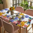 thumbnail image 3 of Hummingbirds Table Cloths for 5 Foot Rectangle Tables, Spring Summer Watercolor Flowers Plant Patio Waterproof Elastic Fitted Tablecloths, Washable Rectangular Table Cover for Camping, 3 of 8