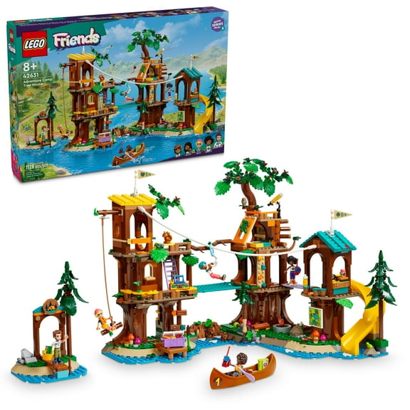 LEGO Friends Adventure Camp Tree House Building Toy - Pretend Play Toy Figures & Playsets for Girls & Boys, Ages 8  Years - With 5 Mini Dolls & 5 Animal Figures - Gifts for Kids - 42631
