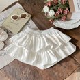 thumbnail image 4 of Ticikt Girls Layered Ruffle Skort, Elastic Waist Cute Tiered Cake Skirt Shorts, Fashion Flowy Mini Skort for Little Kids,White, 4 of 5