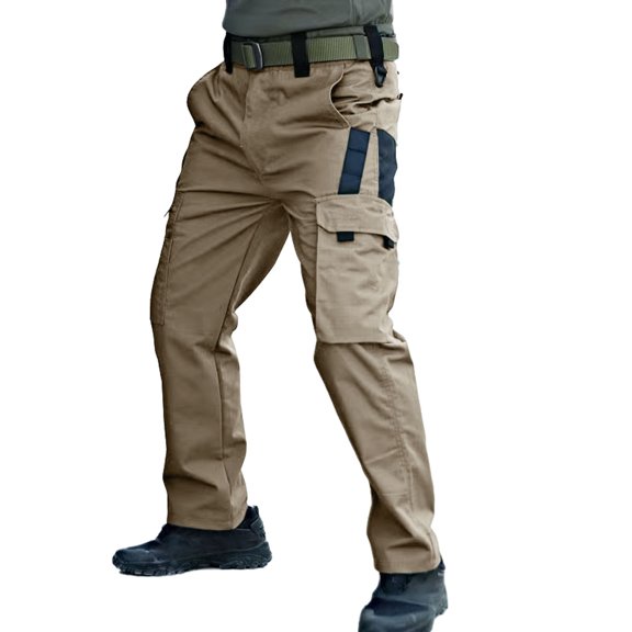 MIXUE Cargo Pants for Men Solid Color Training Work Casual Loose Comfortable Trendy Sport Pocket Trousers Holiday Wear,Brown,M