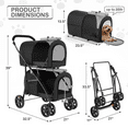 thumbnail image 2 of MoNiBloom 4 in 1 Double Pet Stroller, Foldable Cat Stroller for 2 Cats/Dogs with Detachable Carrier Bags & Rear Brakes, Black/Gray, 2 of 12