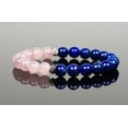 thumbnail image 2 of Natural Lapis Lazuli & Rose Quartz 8mm Round Shape Smooth Cut Beads Stretchable Bracelet for Men & Women., 2 of 3