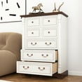 thumbnail image 7 of HIUU Tall 7 Drawer Dresser Storage Cabinet with Walnut Desktop and Off White Wood Grain,Chest of Drawer for Bedroom Living Room, 7 of 7
