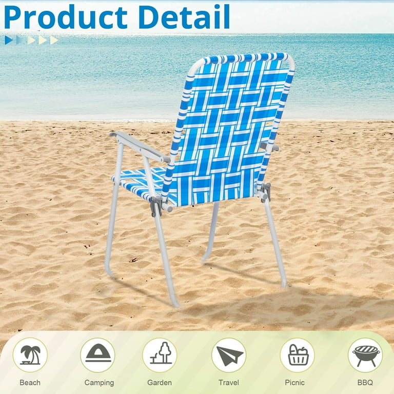 Ktaxon, Patio Folding Web Lawn Chair Set, 2 Pack, Light Blue