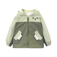 thumbnail image 2 of Rain Jackets For Boys Girls Cute Casual Fall Fashion Windbreaker Outwear Hooded Front Zip Coat With Pockets (12 Months, Army Green), 2 of 9