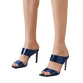 thumbnail image 2 of YDN Women Simple Stiletto Thin High Heel Slide Sandals Square Open Toe Slip On Mules Office Ladies Dress Sexy Shoes Size 6 Navy, 2 of 4