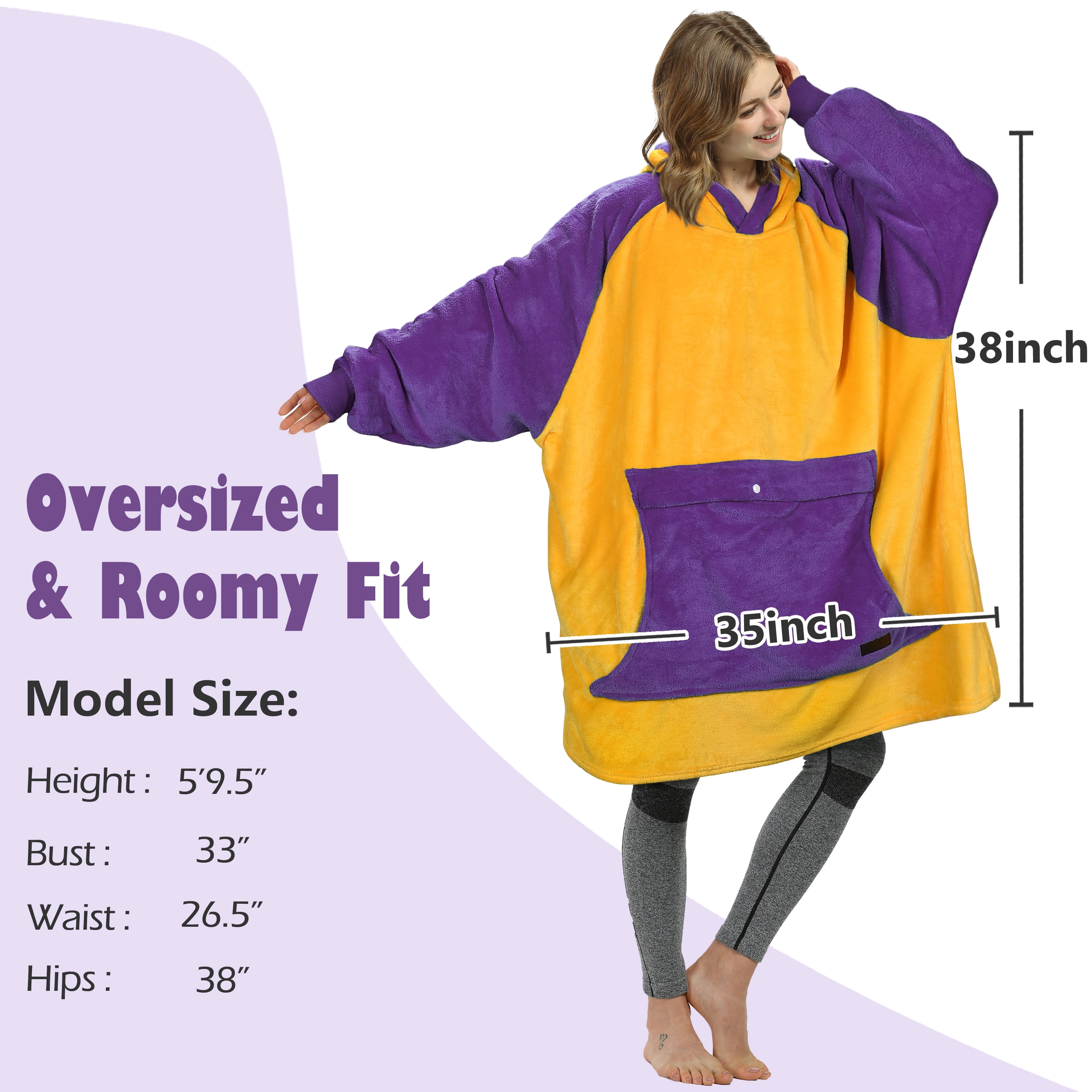 Catalonia Oversized Blanket Hoodie Sweatshirt, Fleece Pullover with Large Front Pocket, for Adults Men Women