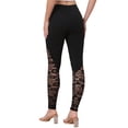 thumbnail image 3 of Lace Leggings for Women See Through Stretchy Elastic Waist Slim Fit Skinny Pants Trousers M Black, 3 of 6