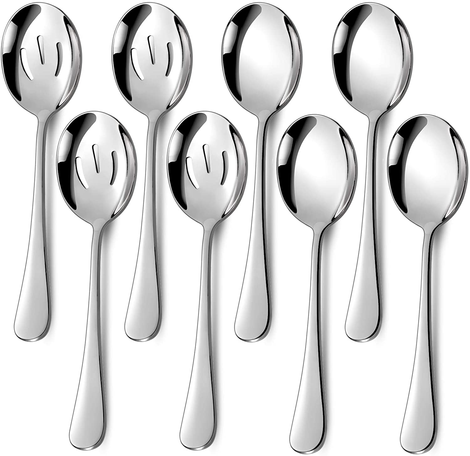 8 Pack Stainless Steel Serving Spoons Set Includes 4 Serving Spoons and
