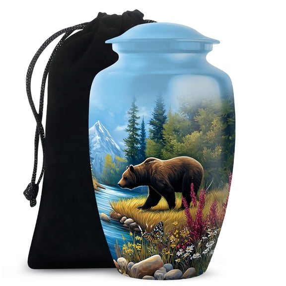 Bear Funeral Cremation Urn For Ashes For Women, Sunset Burial Urn For Ash Adult Male And Female, Blue Butterfly Urns For Human Ashes Adult Man, Large 10 Inch