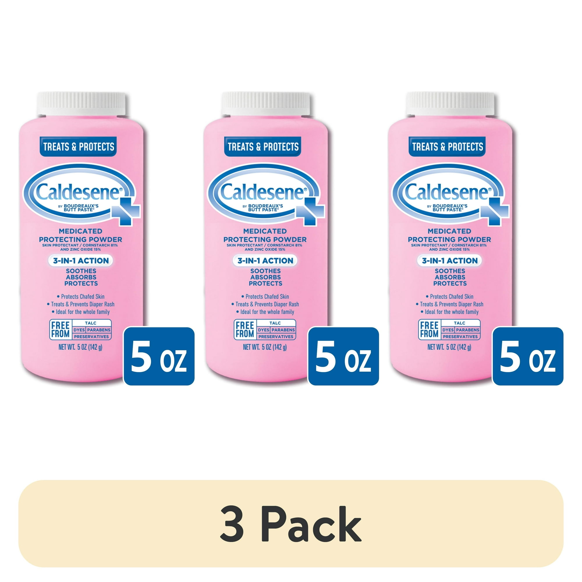 (3 pack) Caldesene Medicated Protecting Body Powder with Zinc Oxide and Cornstarch, Talc Free, 5 Oz