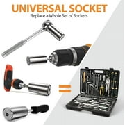 JEEXI Universal Socket + Snowflake Multitool Gifts for Men Dad - 2 Pack, Socket Set with Power Drill Adapter Cool Stuff, Super Universal Socket Grip Gadgets for Men, Tool for Men Women Husband