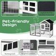thumbnail image 4 of Pefilos 46" 2-Layer Wood Rabbit Hutch with Run, Large Indoor Bunny Cage, Outdoor Chicken Coop with Pull Out Tray for Small Animal, Gray, 4 of 7