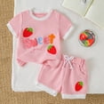 thumbnail image 2 of Paguaki Toddler Baby Girls Clothes Sweet Girl Strawberry Short Sleeve Shirt Cute Summer Outfits Kids Shorts Set, 2 of 9