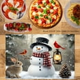 thumbnail image 3 of JOOCAR Winter Snowman with Rabbit and Birds Scene Linen Table Mats Set of 4 for Home Kitchen Table Decor 12x18 inch, 3 of 5