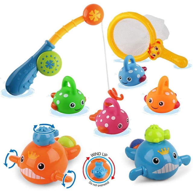 Juguetes de baño Juegos de pesca sin moho Ballenas de natación Mesa de agua libre de BPA Piscina Hora del baño Bañera Juguete para niños pequeños Bebé Niños Niñas Niños BANYUO Hogar