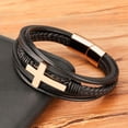 thumbnail image 2 of Leather Cross Bracelet Jesus Christian Symbol, 2 of 11