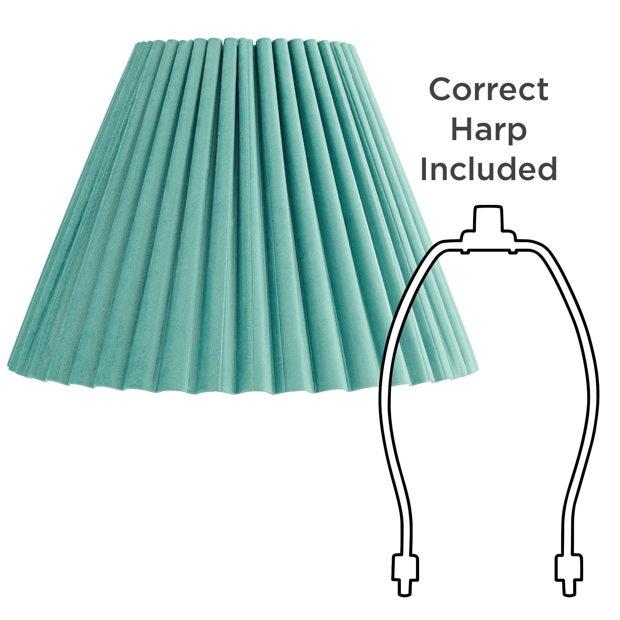 Springcrest 7" Top x 15" Bottom x 10" High x 10 3/4" Slant Lamp Shade Replacement Blue Velvet Arc Pleated Spider Harp Finial