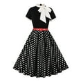 thumbnail image 1 of Vestido de Manga Corta para las Mujeres, Cuello de Tripulación Casual Empalme Vestido de Ocio de Color Sólido con Longitud Normal para el Uso Diario de Verano, Faldas Cortas para las Mujeres, 1 of 4