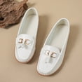 thumbnail image 6 of CushHide Women's Ballet Flats Slip On White with Metal Buckle and Tassel Comfortable Casual Dress Shoes Microfiber Leather Loafers for Work, 6 of 9