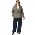 thumbnail image 3 of DARING DIVA Women's Plus Casual Plaid Notched Lapel Button Jacket 3X Brown, 3 of 7