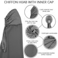 thumbnail image 3 of Instant Chiffon Hijab with Tie Back Under Cap Solid Color Soft Chiffon Scarf With Hijab Inner Caps For Muslim Women, 3 of 9