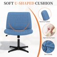 thumbnail image 4 of Ergonomic Armless Cross Leg Vanity Stool - Wide Seat Adjustable Swivel Dressing Chair for Home Office & Dressing Room, No Wheels, 4 of 7