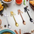 thumbnail image 3 of 4 Pieces Cat Spoon Coffee Tea Spoon Set, Stainless Steel Hanging Cup Teaspoons Mini Long Cute Kitten Stirring Spoon, 3 of 5