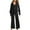 Black, variant on hotojiny Womens Pajama Sets Long Sleeve Lapel V Neck Tops and Long Pants Set Sleepwear Casual Loose Loungewear