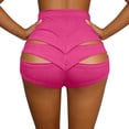 thumbnail image 5 of Womens Hotpants Dancewear Hollow Cut Out High Waisted Yoga Shorts Stretchy Workout Mini Shorts Summer (2XL, Hot Pink), 5 of 6