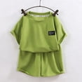 thumbnail image 2 of Vornjynx Outfit Sets for Boys Crew Neck Short Sleeve Tee and Shorts Elastic Waist Comfort Soft Summer Trendy Daily Clothes 2 Piece Green Size 6-12, 2 of 6