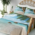 thumbnail image 3 of Ambesonne Beach Fitted & Top Sheet Set with Shams, Exotic Palm Tree Ocean, Multicolor, 3 of 5