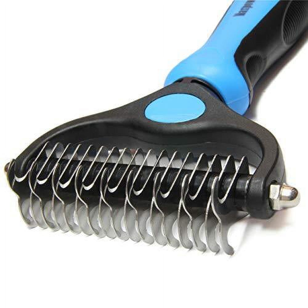 Maxpower Planet Pet Grooming Tool - Dematting and Shedding Brush Undercoat Rake Comb for Dogs and Cats,Double Sided and Extra Wide,Blue - image 5 of 8