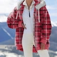 thumbnail image 4 of Abrigo de mujer con capucha, acogedor, con cremallera, manga larga, cordón ajustable, forro polar de peluche, suave, cálido, holgado, cárdigan, abrigo grueso resistente a la intemperie (L), 4 of 4