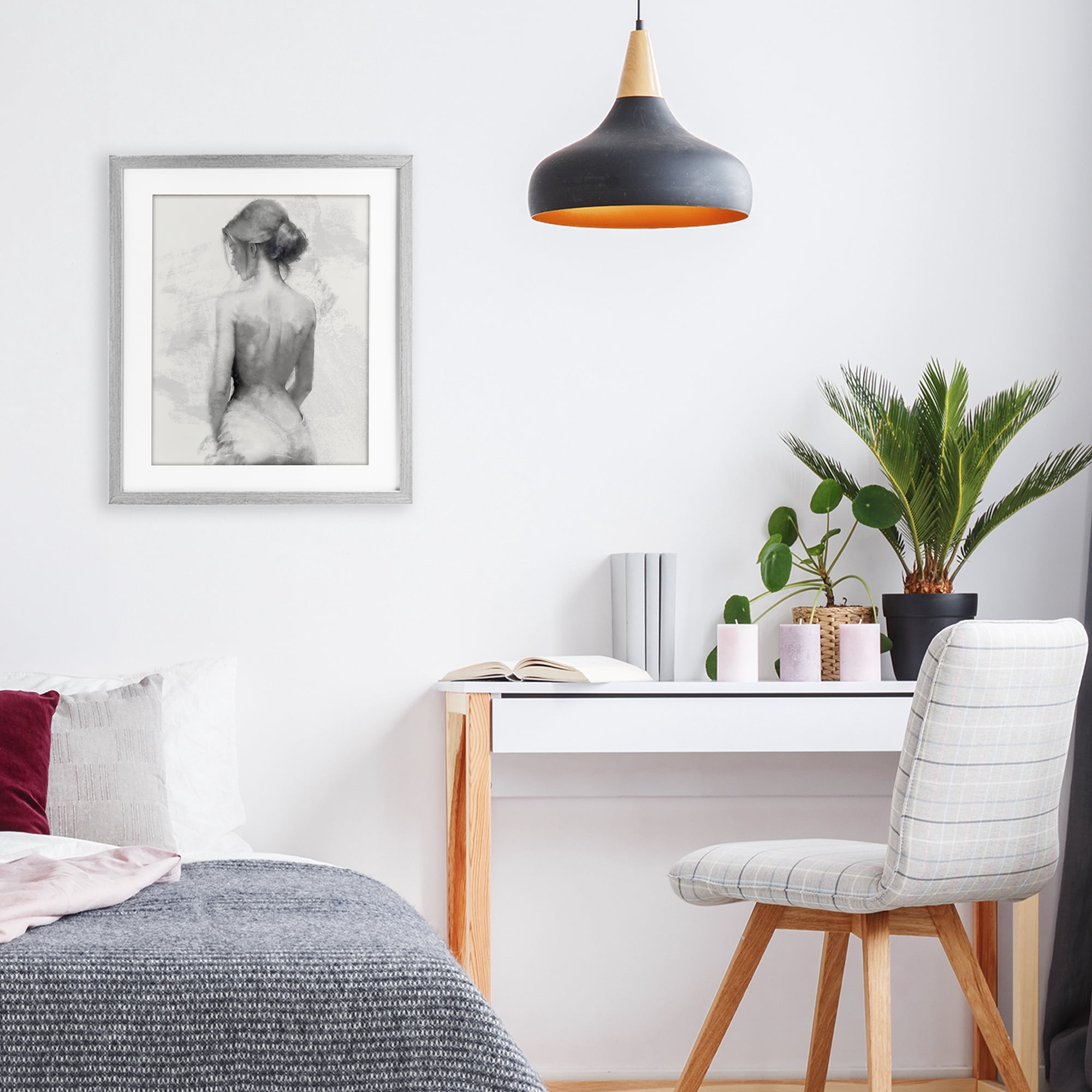 Stupell Industries Mine Elegant Figure Gray Framed Print Under Glass, design by Kim Allen