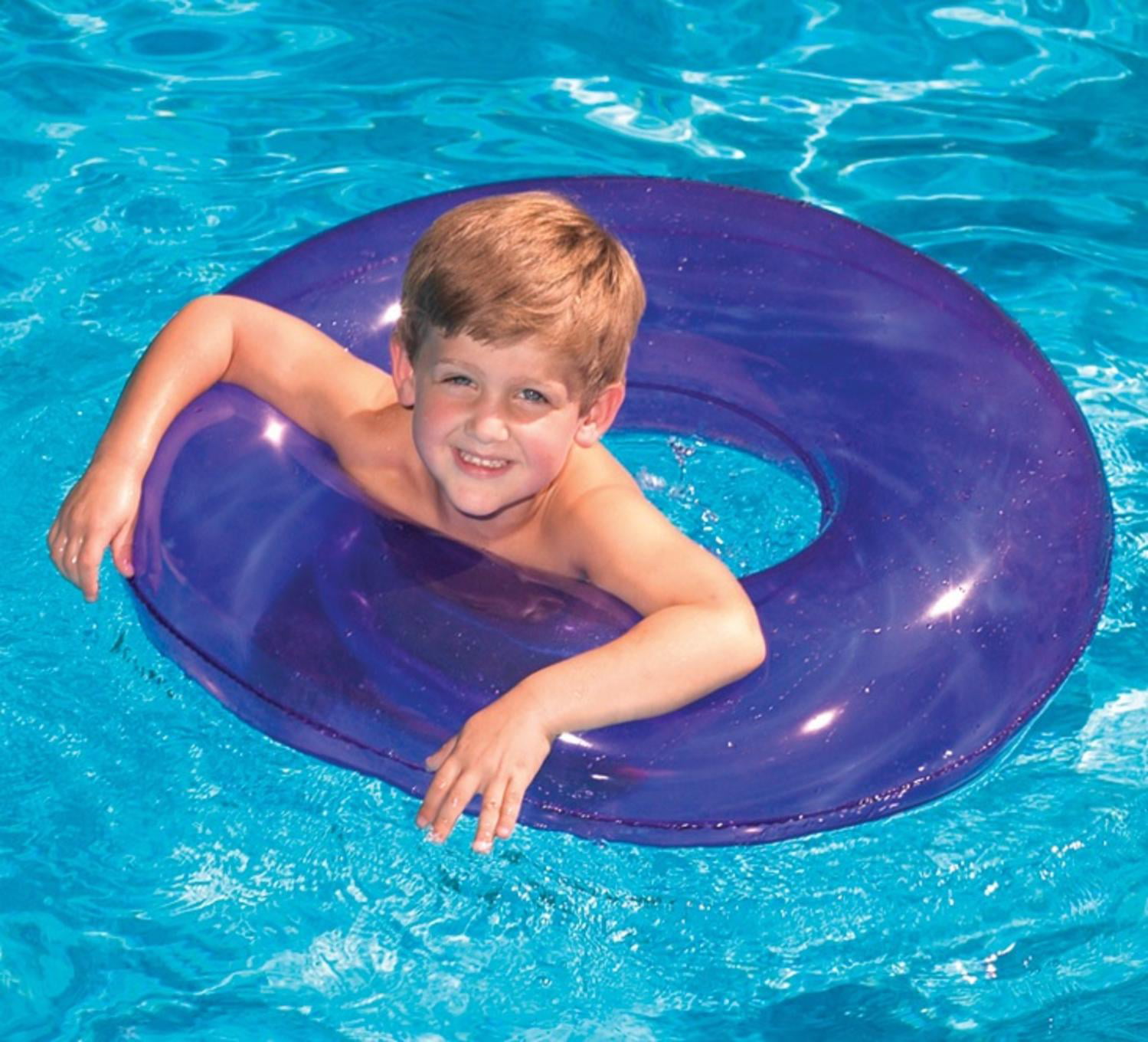 Uneat Swim Ring for Kids Pool Tube with Glitters Inside 30 x 30 Inches