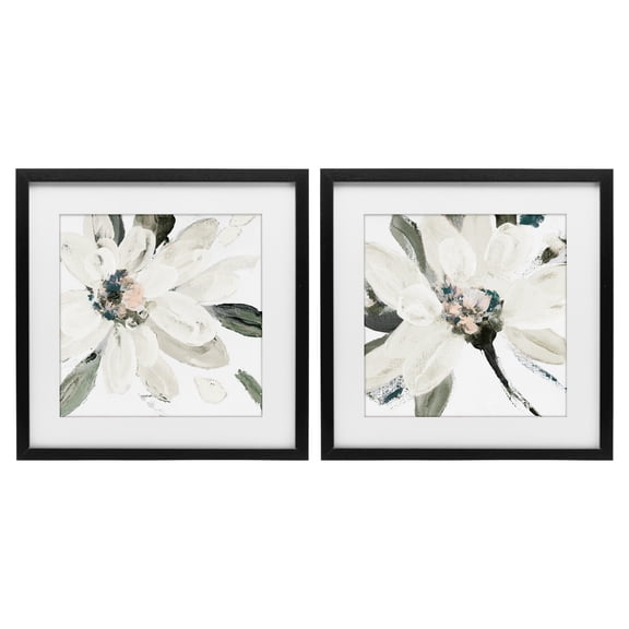 Stupell Industries Naturally Blooming White Flowers 2 Piece Black Framed Print Under Glass Set, design by Lanie Loreth