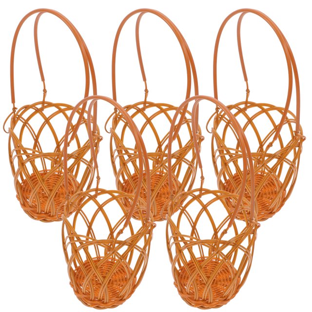 5 cestas tejidas para botellas de vino con asa, cesta de plástico de imitación de ratán, soporte para flores, plantas, pan, para picnic, camping, senderismo, decoración del hogar