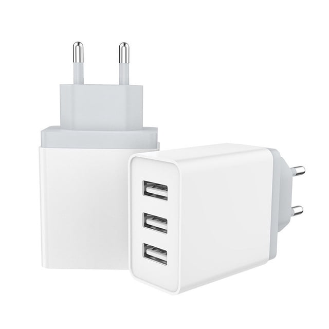 Carga de dos piezas, cargador de pared USB universal de 3 puertos (5 V 3 A máx.) Adaptador USB universal para Apple iOS, Android, dispositivos portátiles con Windows, etc. brillar Electrónica