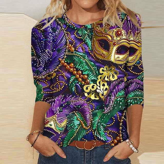QIPOPIQ Chemises à Manches 3/4 pour Femmes Coupe Ample Col Rond Habillé Décontracté Hauts Légers Couleur Unie Confortables T-Shirts Mignons en Liquidation