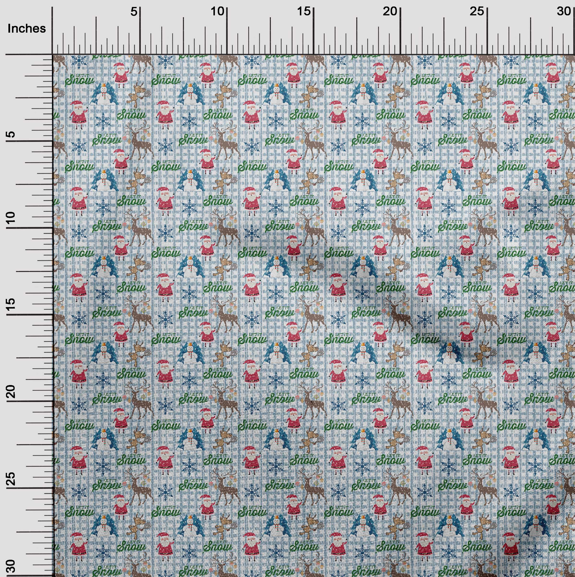 oneOone Polyester Lycra Grayish Blue Fabric Christmas Christmas Dress Material Fabric Print Fabric By The Yard 56 Inch Wide