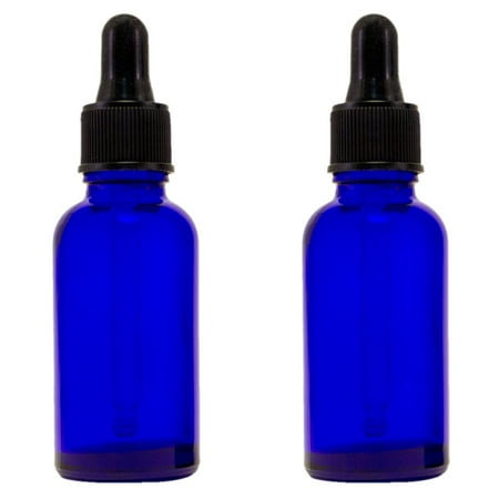 - Cobalt Blue Glass Bottle - 30 ml (1 fl oz) w/ Glass Dropper - Pack of 2