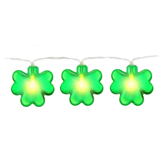 St. Patrick's Day Green Clover String Lights | LED Battery Powered Indoor Outdoor Decor | Shamrock Lights for Party Garden Patio Decoration