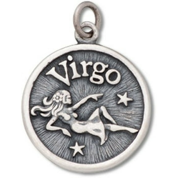 Sterling Silver 16" .8mm Box Chain Virgo Virgin Practical Zodiac Horoscope Symbol Pendant Necklace