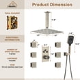 thumbnail image 2 of Boyel Living Rain Mixer Shower Faucet Set Ceiling Mount 12'' Rainfall 3 Function Thermostatic Shower System with 6 Body Jets,Brushed Nickel, 2 of 8