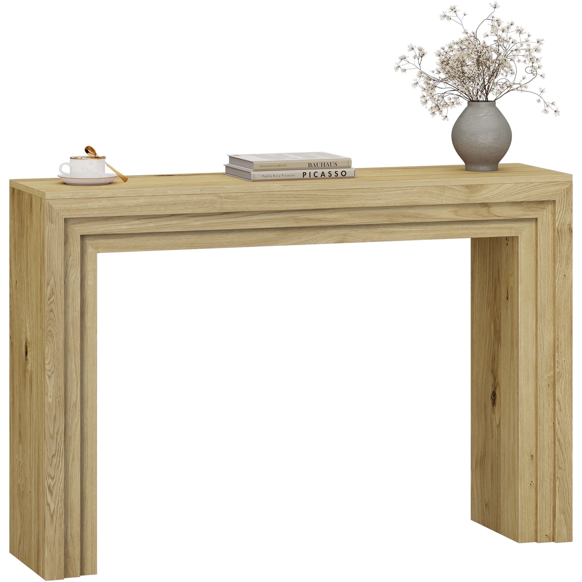 Aufeile 43" Console Table, Narrow Entryway Table with Storage, Modern Wood Accent Entry Sofa Table for Entrance, Hallway, Foyer, Living Room, Ideal for Home Decor, Natural Oak